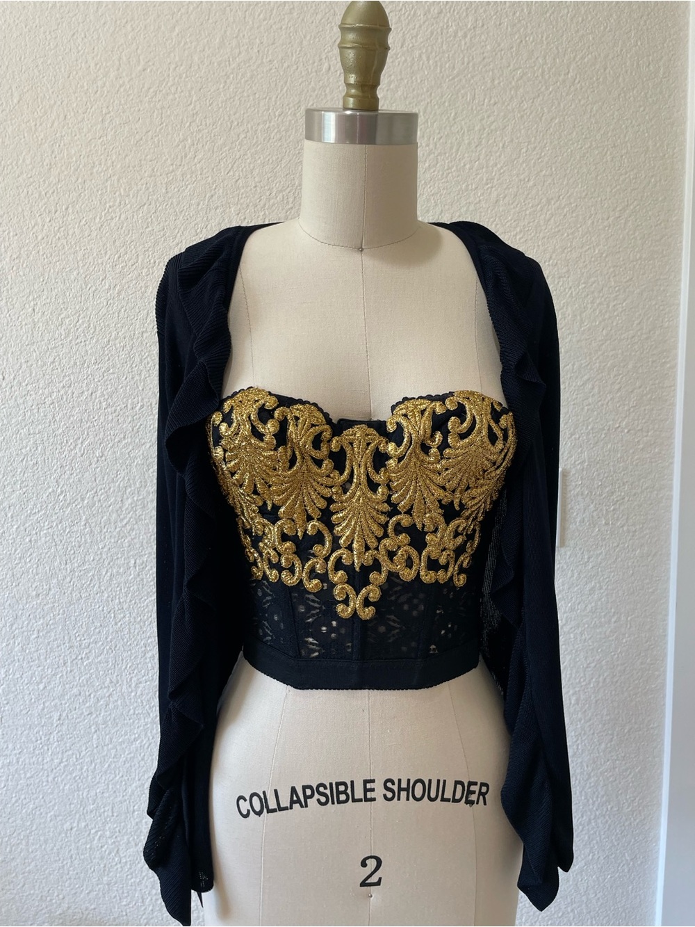 Source Unknown Black Ruffle Front Cardigan